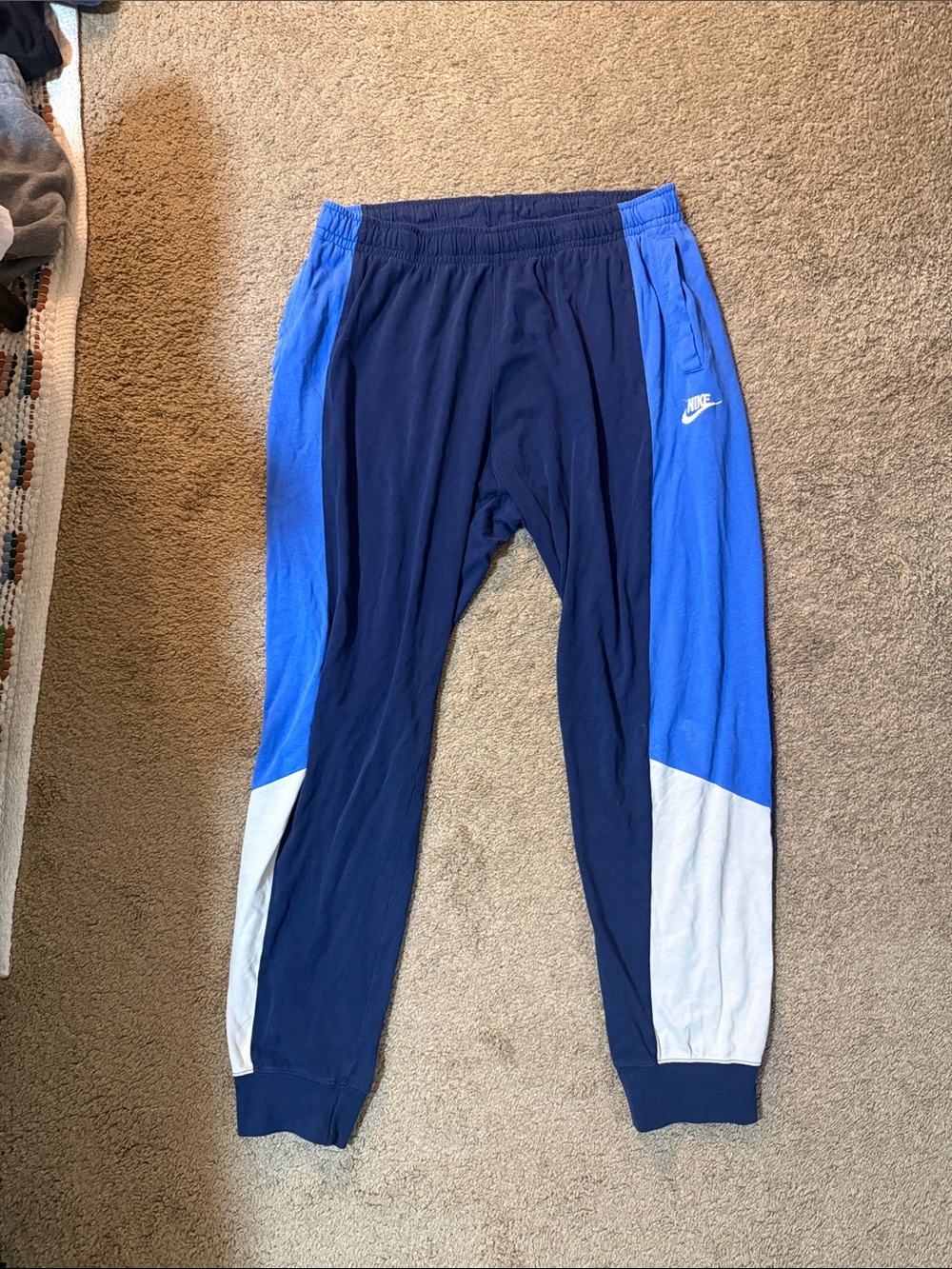 Nike Boys Navy and Royal Blue Colorblock Joggers